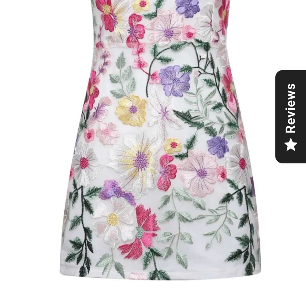 Women's White Floral Embroidered Dress